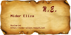 Mider Eliza névjegykártya
